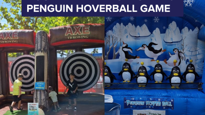 Double Axe Throw Game & Penguin Hoverball Game