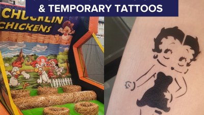 Temporary Tattoos & Chucklin Chicken Game
